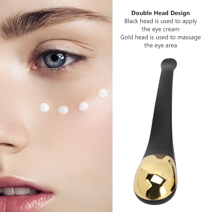 ZJchao Eye Massage Stick, 2pcs Eye Cream Applicator Spatula Metal Face Massage Tool Stick Applicator Wand Sticks Eye Cream Massage Sticks Cosmetics Spoon Massager for Dark Circle Puffiness Reduction