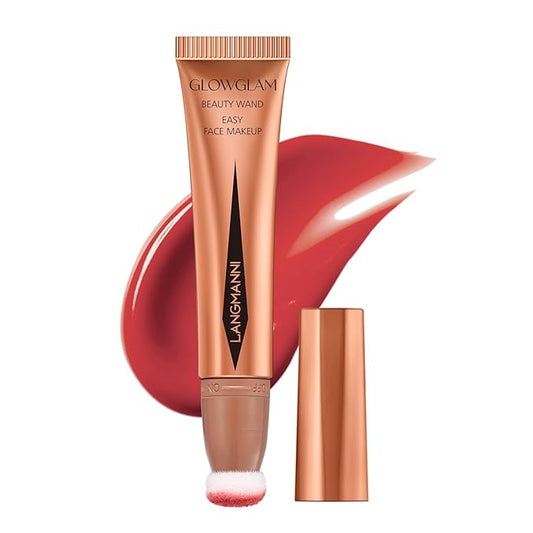 LANGMANNI Liquid Contour Beauty Wand, Face Concealer Contouring,Highlighter,Blusher Stick with Big Cushion Applicator.Cream Contour Stick For Finish Face Contour Makeup. (#04 Blush Pen)