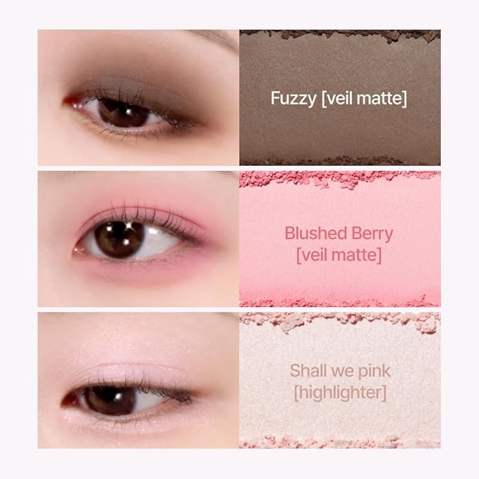 Espoir Real Eye Palette All New #5 Hushed Cherry 0.17 oz | Multi-Use Long-Lasting Blendable 8 Colors Natural Glitter Soft veil matte Makeup Eyeshadow Palette for Various Makeup Looks | Korean Makeup