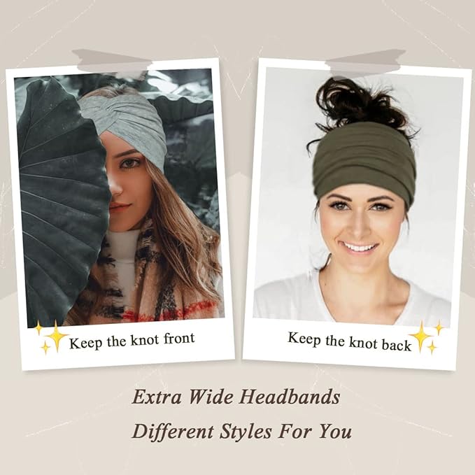 Wide Headbands For Women Extra Large Headband Twisted Knot Head Bands For Women's Hair Band Scarf Turban Accessories 6 Pack