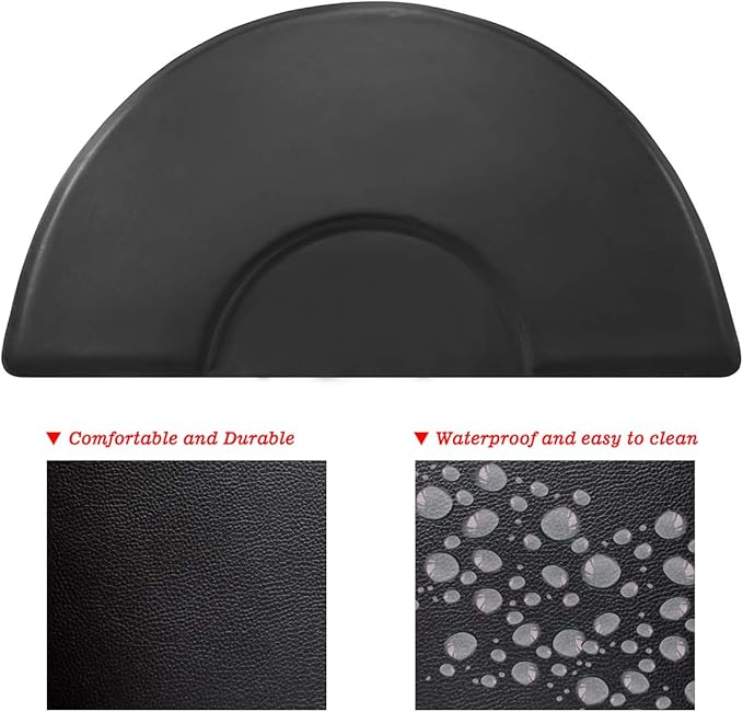 Antlu 1 Inch Thick Barber Cutting Chair Salon Floor Mats for Beauty Hair Stylist Station Anti Fatigue (Black, 5 Ft × 3 Ft Ellipse)