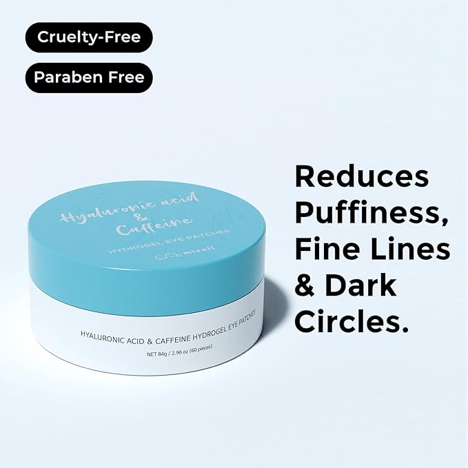 Under Eye Patches Caffeine & Hyaluronic acid (60pc), Eye Patches for Puffy Eyes, Dark Circles, Under Eye Bags, Fine Lines ㅣ Paraben free, Korean Skincare