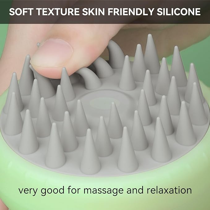MOCHTERO Scalp Massager with Shampoo Dispenser, for Stress Relax Hair Growth,Handheld Hair Silicone Brush,Green