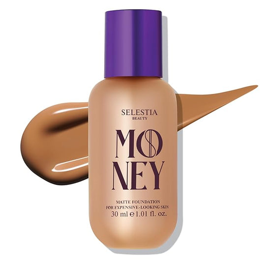 Matte Foundation Money - Long-Lasting Makeup Foundation with Flawless & Buildable Coverage - Liquid Foundation for All Skin Types (Caramel)