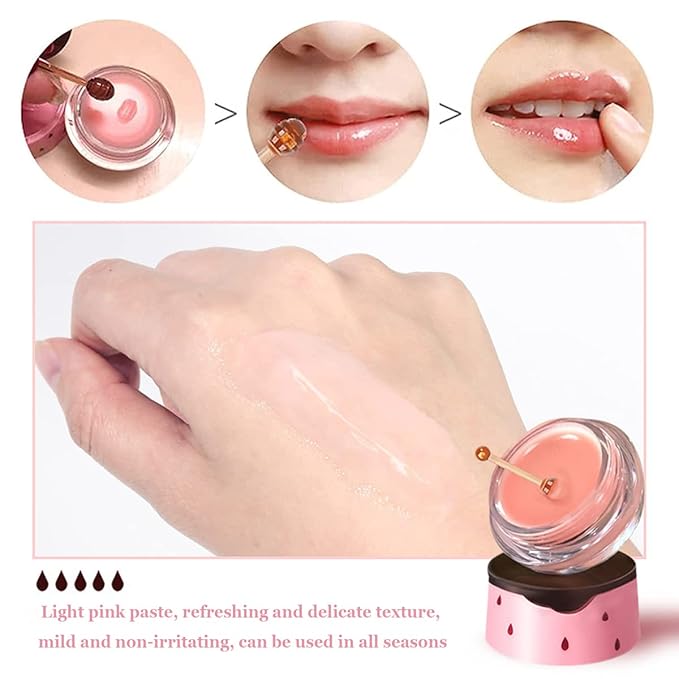 Honey Lip Balm Pot, Propolis Lip Mask, Strawberry Hydrating Propolis Lip Sleeping Mask, Prevent Dry&Cracked, Lip Repair Nourishes the Lip Skin (2pcs Strawberry)