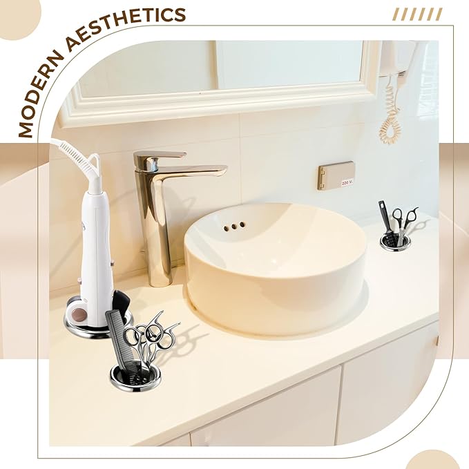 6 Pcs 3.0" 2.0" 1.5" Canister Hair Dryer Holder Insert Salon Station Stainless Steel Hot Iron Appliance Tube Hair Tool Holder Tube Organizer for Vanity Hairdresser Bathroom