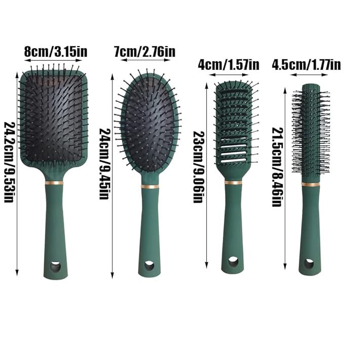 4 Pcs Hair Brush Gifts Set for Women,Detangling Hairbrush for Women and Kids,Flexible Soft Pin Bristles for Long Thick Curly Wavy Dry Damaged Hair