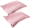 Alipis 2pcs Satin Pillowcases with Zipper Closure Smooth Faux Silk Pillow Covers for Hair Skin Protection Anti-Tangle Travel Pillowcase in Pink Soft Breathable Bedding Accessory