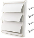 Funmit 6" Louvered Vent Cover 8" x 8" Oversize Outside Dimensions for Exterior Wall Vent Hood Outlet Airflow Vent Dryer Air Vent (White)