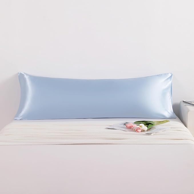 NTBAY Satin Body Pillowcase for Hair and Skin, Luxurious and Silky Pillow case with Envelope Closure, 20x54 Inches, Aqua