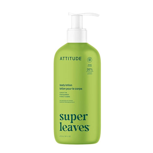 ATTITUDE Body Lotion, EWG Verified, Vegan & Cruelty-Free, Hydrating Moisturizer for Dry Skin, Non-Greasy Skin Care, Pear & Amber Scent, 16 Fl Oz
