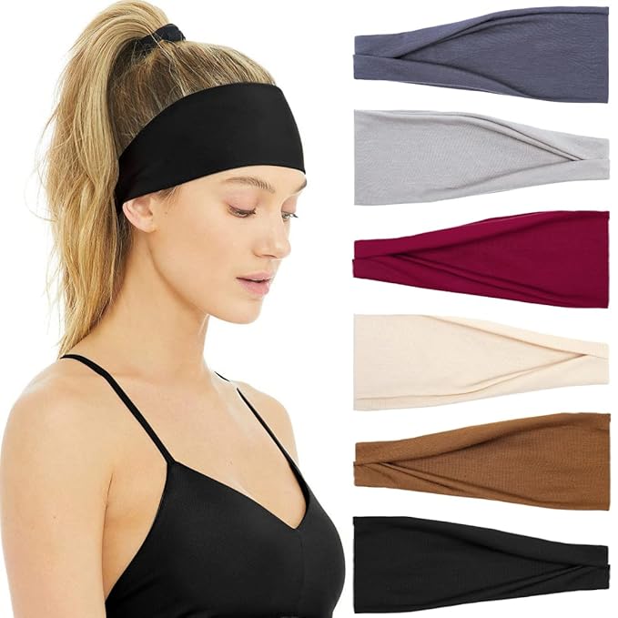 Huachi Women's Headbands Non Slip Headbands for Women's Hair Fashion Head Band Workout Yoga Sports Exercise Sweatbands Summer Hair Accessories Elastic Hairbands