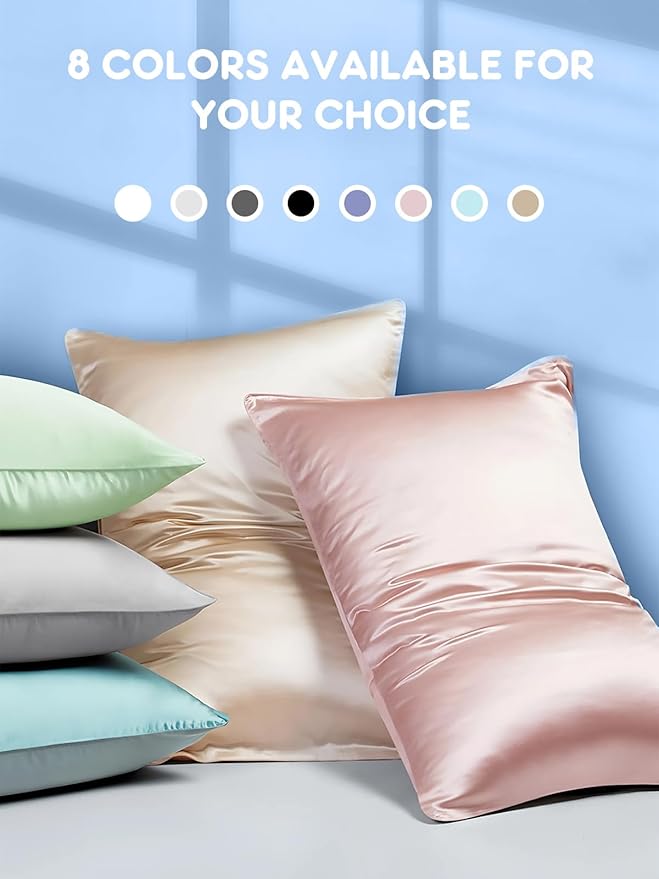 Mulberry Silk Pillowcase for Hair and Skin, SGMSILK 22 Momme Natural Silk Pillow Cases with Zipper, 6A Soft and Smooth Single Sided Pure Silk Pillow Cover (White, Queen 20"x30")