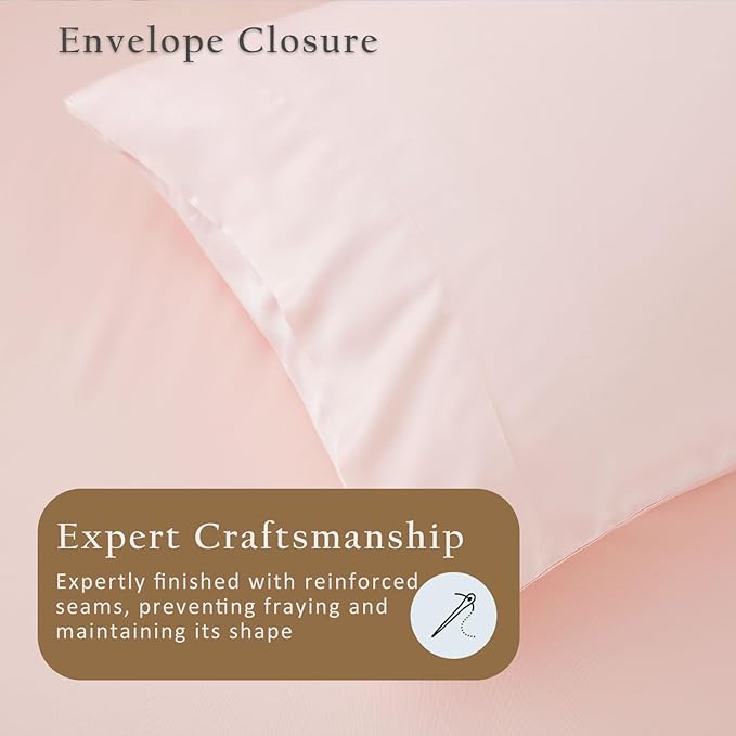 TOSMO Luxury Pillow Case Set of 2 - Cooling Viscose Derived from Bamboo - Oeko-TEX, Breathabl Silky Soft Pillow Cases with Envelope Closure (King / 20x40, Pale Pink)