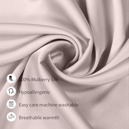 100% Mulberry Silk Pillowcases Set of 2 for Hair and Skin and Super Soft and Breathable Standard Size Nature Silk Pillowcases (Standard, Apricot Gray)