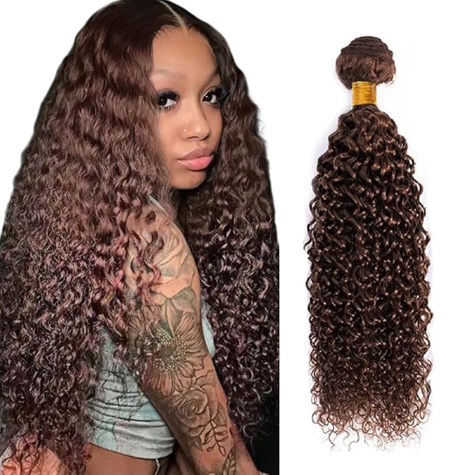 34 Inch Brown Human Hair Bundles Color 4 Curly Bundles Grade 8A Peruvian Virgin Hair Extensions Double Weft Chocolate Kinky Curly Bundle