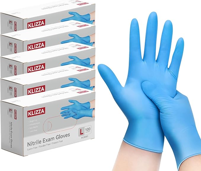 Blue Nitrile Gloves Disposable, Latex & Powder Free, Food Safe Gloves for Cooking Kitchen Cleaning Healthcare Salons
