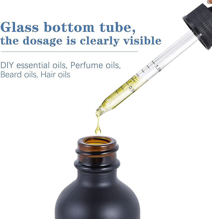 1 oz Dropper Bottle 12 Pack Black Glass Boston Bottles 30ml with Eye Droppers Black Caps for Essential Oils, Perfume, Leak Proof Travel Bottles for Liquids