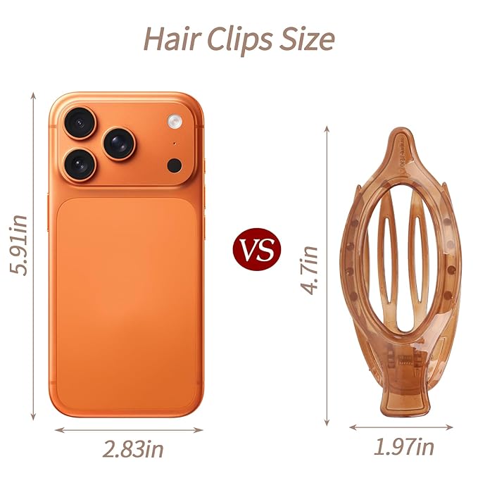 6 Packs Flat Claw Clips for Women, French Concord Flat Hair Clip, Matte Curved Hair Claws Clip, Lay Down Claws Clips, Durable Strong Hold Hair Clip, Christmas Gifts (Amber)
