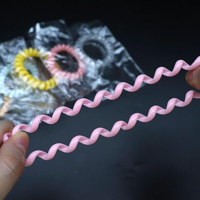 54 Pcs(3 Pack of 18) Colorful Spiral Hair Ties,Individually Wrapped Coil Hair Ties,Phone Cord Hair Ties for Thin Hair Elastics No Damage,Ponytail Holders for Thick Hair,No Crease Hair Ties