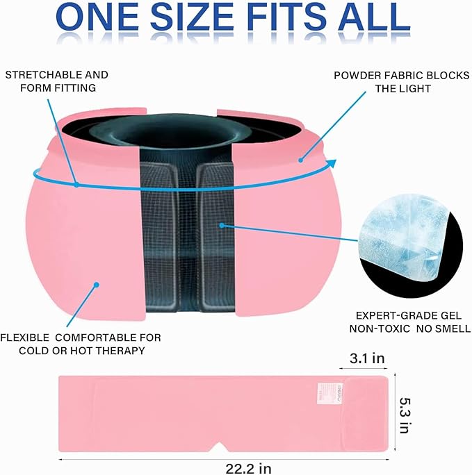 I-THERA-U Migraine Relief Cap, Migraine Ice Head Wrap, Headache Ice Hat, Cold Therapy Headache Relief Cap for Migraine Eyes Mask Pink Headache Ice Pack for Puffy Eyes, Tension, Sinus & Stress Relief