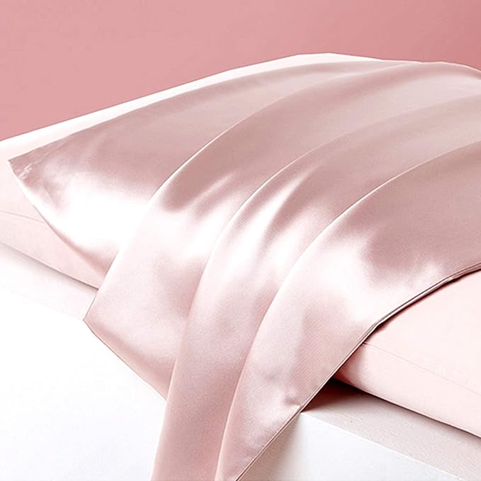 Pink Silk Pillowcase - Certified 22 Momme Organic Mulberry Silk, Silky Pillow Cases for Beauty Sleep, Anti-Wrinkle, Girly Gifts for Women, Premium Self Care Item, 1 Pc 20"x36" (King, Pink)