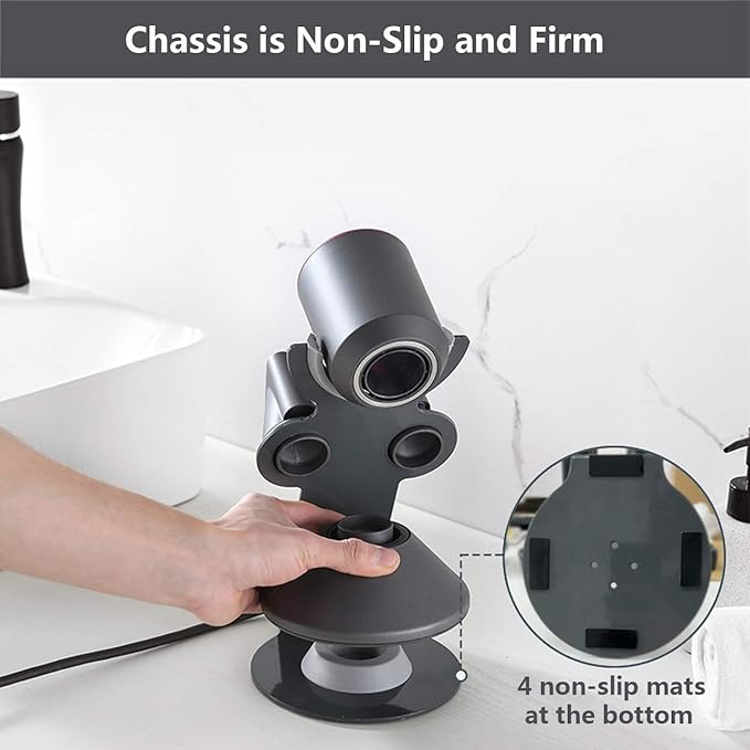I'smartmoon Hair Dryer Stand Holder for Dyson Supersonic, Aluminum Alloy Bracket Power Plug Holder, Bathroom Organizer for Dyson Supersonic hairdryer Care Tools (Gray)