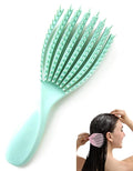 Hair Brush for Afro American/African Hair Textured Professional Curved Vented Brush Wet Dry Curly Hairbrush Detangling Massage Hairdressing Comb (Green, Small)