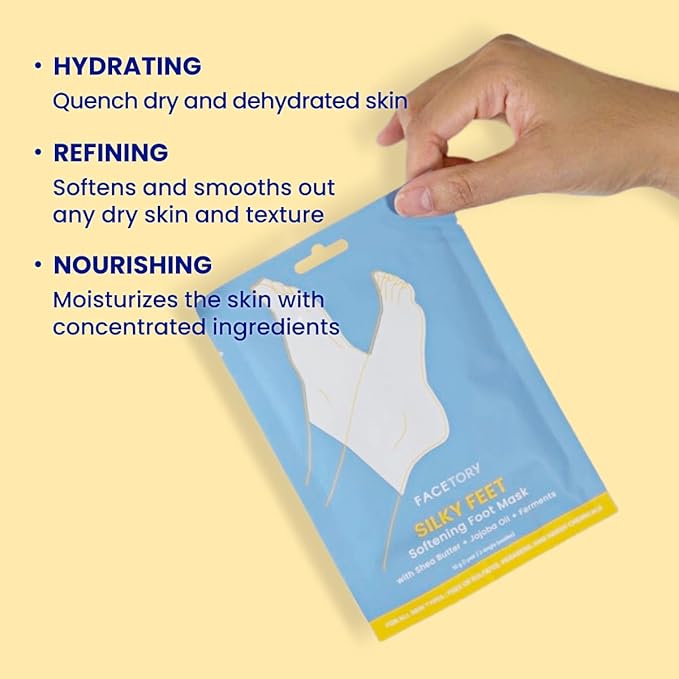 FACETORY Body Spa Sheet Mask Bundle Variety Pack of 6 with Korean Sheet Masks for Feet, Hands, and Butt - Softening, Hydrating, Nourishing, Moisturizing, for Dry, Cracked Skin