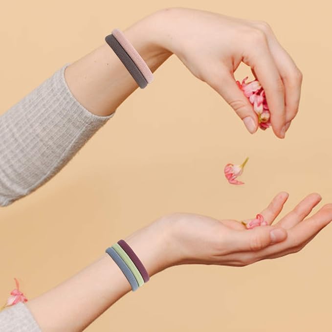 50PCS Large Hair Ties, Thick Cotton Seamless Hair Ties, Hair Elastic Ponytail Holders, No Damage for Thick Heavy Hair, 2 Inch in Diameter, 5 Colors