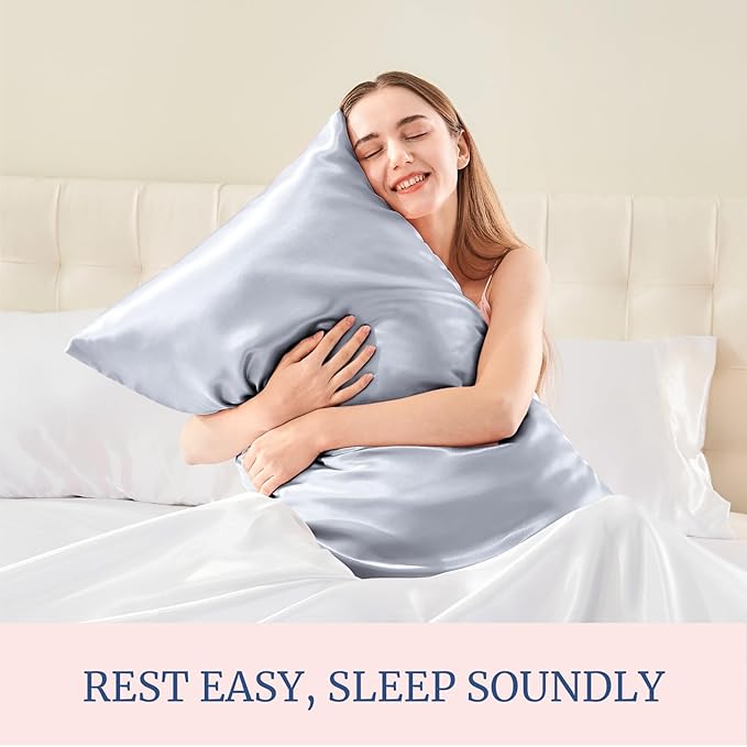 BEDELITE Satin Pillowcase for Hair and Skin, Super Soft Similar to Silk Pillow Cases 4 Pack with Envelope Closure, Cooling Pillowcases for Women Men (20"x36" King Size, Evening Haze)