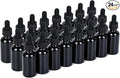 1 oz UV Resistant Dropper Bottle 24 Pack Black Glass Boston Bottles 30ml with Eye Droppers Black Caps for Essential Oils, Perfume, Leak Proof Travel Bottles for Liquids