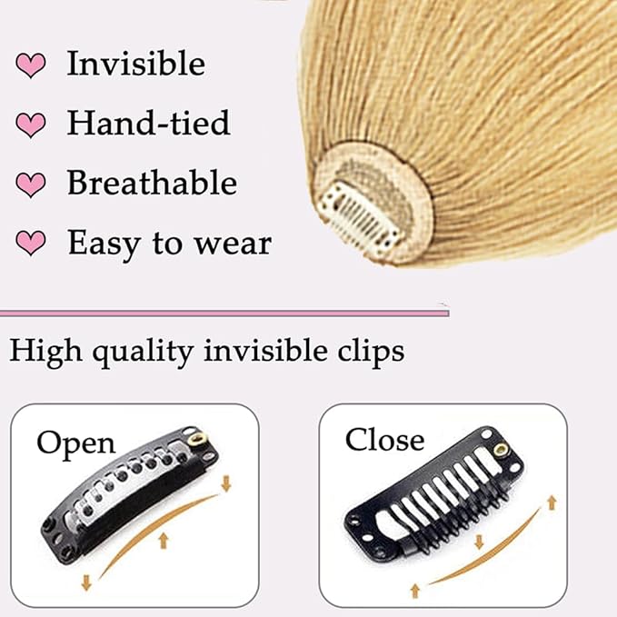 ORIGEN Clip in Bangs Real Human Hair Clip on Wispy Bangs Fringe with Temples Hairpieces Fake Front Bangs Extensions for Women Ash Blonde Color