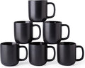 AmorArc 14oz Coffee Mugs Set of 6, Ceramic Coffee Mugs with Large Handle & Wavy Rim for Latte/Hot Cocoa/Tea, Stylish Coffee Mugs for Men Women. Oven,Dishwasher&Microwave Safe, Matte Black