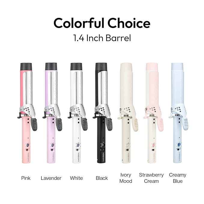 VODANA Professional GlamWave Ceramic Curling Iron, Long-Lasting Natural Curls, Instant Heat, Hair Curler, Curling Wand, Available in USA (1.4 inch, Pink)