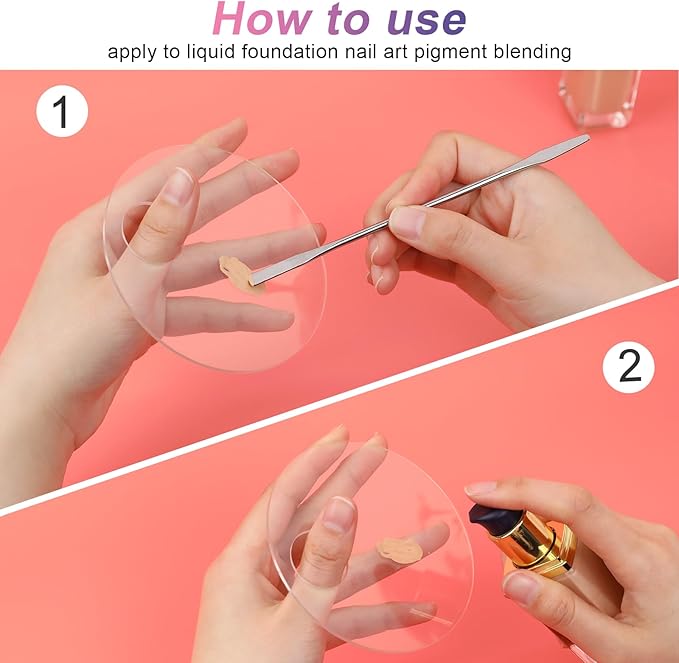 2 Pcs Makeup Palette Tray Clear Makeup Mixing Tray Cosmetic Palette Acrylic with 2 Pcs Spatula Tool Foundation Mixing Palette Cosmetic Palette for Mixing for Nail Art Foundation Shadow