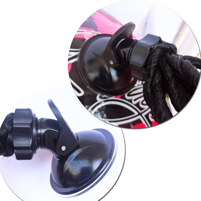 Helmet Pigtails Gradient Ramp Helmet Curly Ponytail Helmet Hair with Suction Cup for Motor Bike 2PCS Ombre Black to Deep Blue (Helmet not Included)
