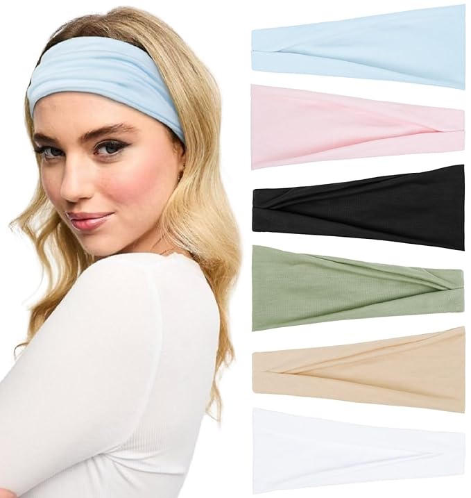 Huachi Headbands for Women Non Slip Women's Headbands Yoga Workout Exercise Hairbands for Women Wide Stretchy Hair Accessory