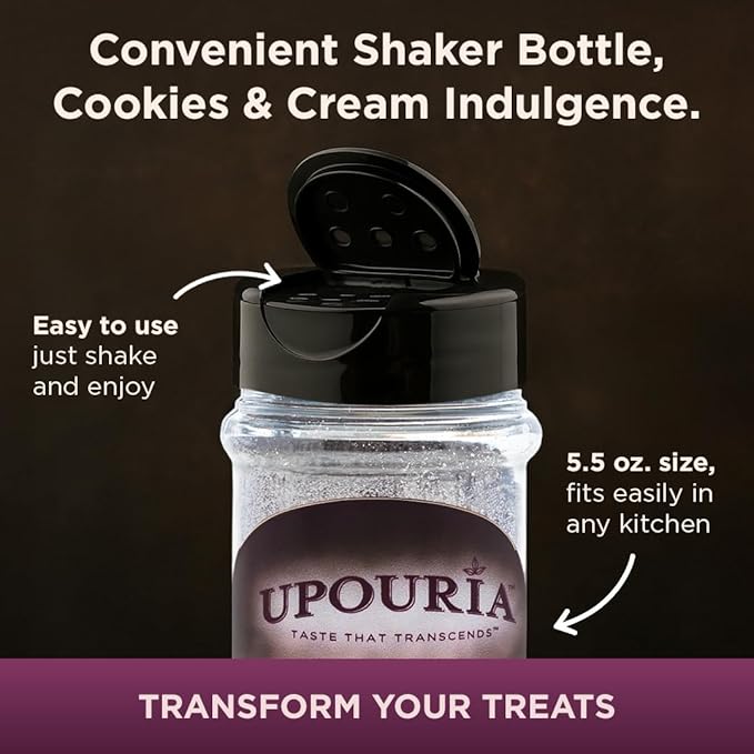 Upouria Cookies & Cream Coffee Topper, Vegan, Rich Flavor Enhancer for Coffee, Hot Chocolate, Ice Cream, 5.5oz