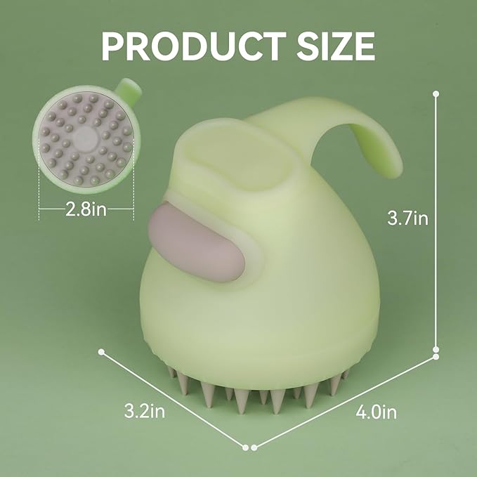 MOCHTERO Scalp Massager with Shampoo Dispenser, for Stress Relax Hair Growth,Handheld Hair Silicone Brush,Green