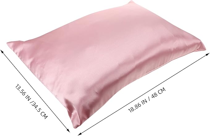 TOYANDONA 2pcs High-Density Faux Silk Pillowcase with Hidden Zipper Soft Smooth Travel and Home Pillow Cover for Hair Protection and Skin Care Lightweight Pink