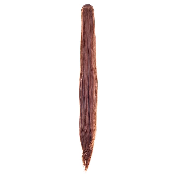 SWACC 28-Inch Long Straight Claw Clip Ponytail Extensions Synthetic Hair Extensions Ponytail Jaw Clip Hair Pieces for Women (Dark Copper Red)