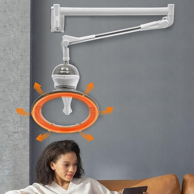 Hair Treatment Machine, 950W Wall Mount Orbiting Rotating Hair Processor for Salon Spa Family, Time Adjustable, Grey