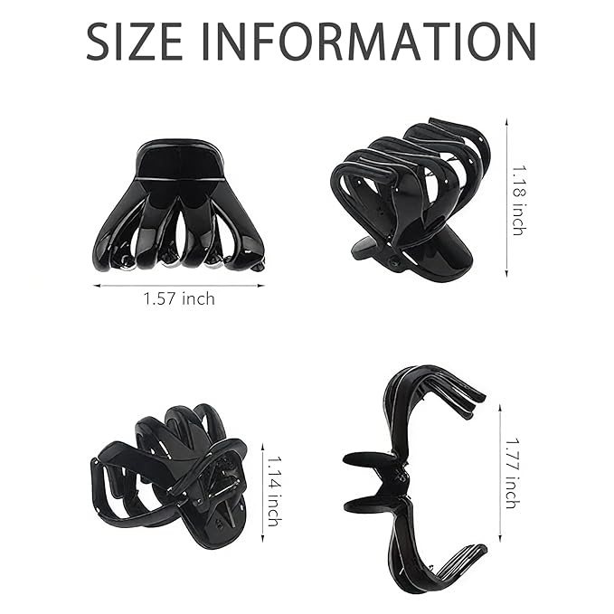 9 PCS Medium Small Hair Claw Clips Strong Grip Octopus Clips for Women Girls Non-Slip Design for Thin Thick Hair (Black, Brown, Clear)
