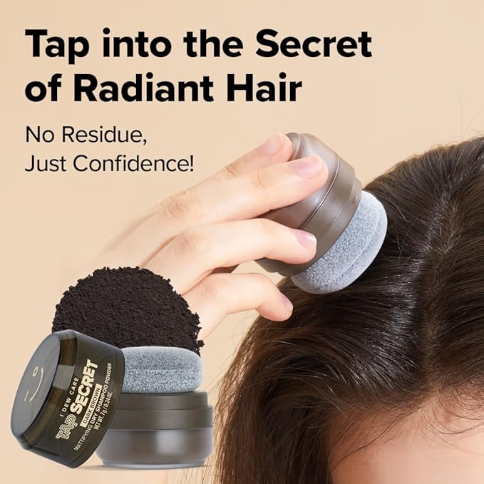 I DEW CARE Biotin Clarifying Dry Shampoo - Tap Secret Dark Brown | Strengthening & Volumizing, Powder Type, Refillable, Travel size, Non-aerosol, Brunette, Korean Ginseng, 0.24 oz