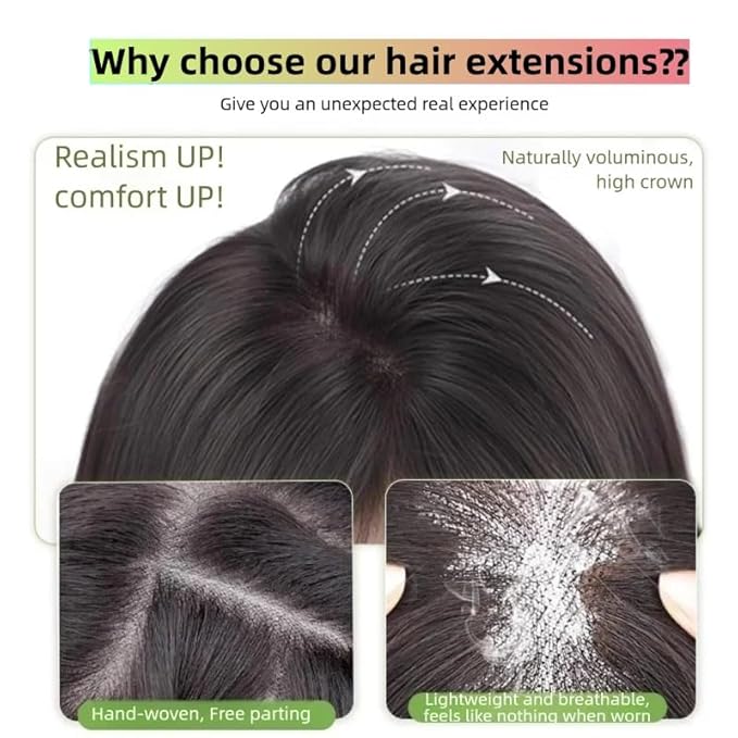 Anemone No Clips Human Hair Topper Piece Fringe Bangs for Women Wrap-Around Magic Paste with Invisible Lace for Natural Hair Loss Coverage (Dark Brown Lace Mid Bangs)
