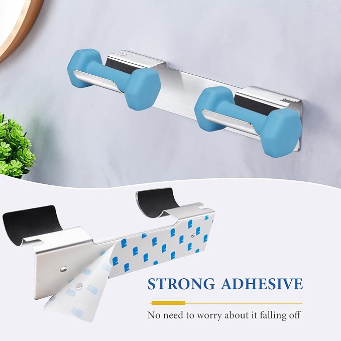 2 PCS Wall Mount Curling Iron Holder and Hair Tool Organizer with Adhesive, Multifunctional Hot Flat Iron and Hair Straightener Holder Storage Stand for Vanity, Cabinet and Wall, Silver