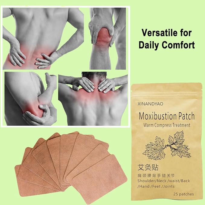 100 Patches Moxibustion Herbal Warming Patch – Mugwort Self-Heating Pads, Comfort for Back, Neck, Shoulder, Knee & Joints, Traditional Chinese Inspired (12 * 8cm)