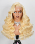 20 Inch 613 13x6 Lace Front Wig Human Hair 180 Density Blonde Wig Human Hair Body Wave 100% Real Human Hair True Length Random Dyeing No Shedding No Synthetics Triple Lifespan 3X