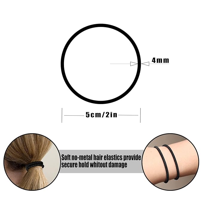120 Pcs Neutral Colors Elastic Hair Tie, 4MM Ponytail Holders for Medium to Thick Hair No Damage Hair Accessories for Men, Women, Boys, and Girls for Long Braids